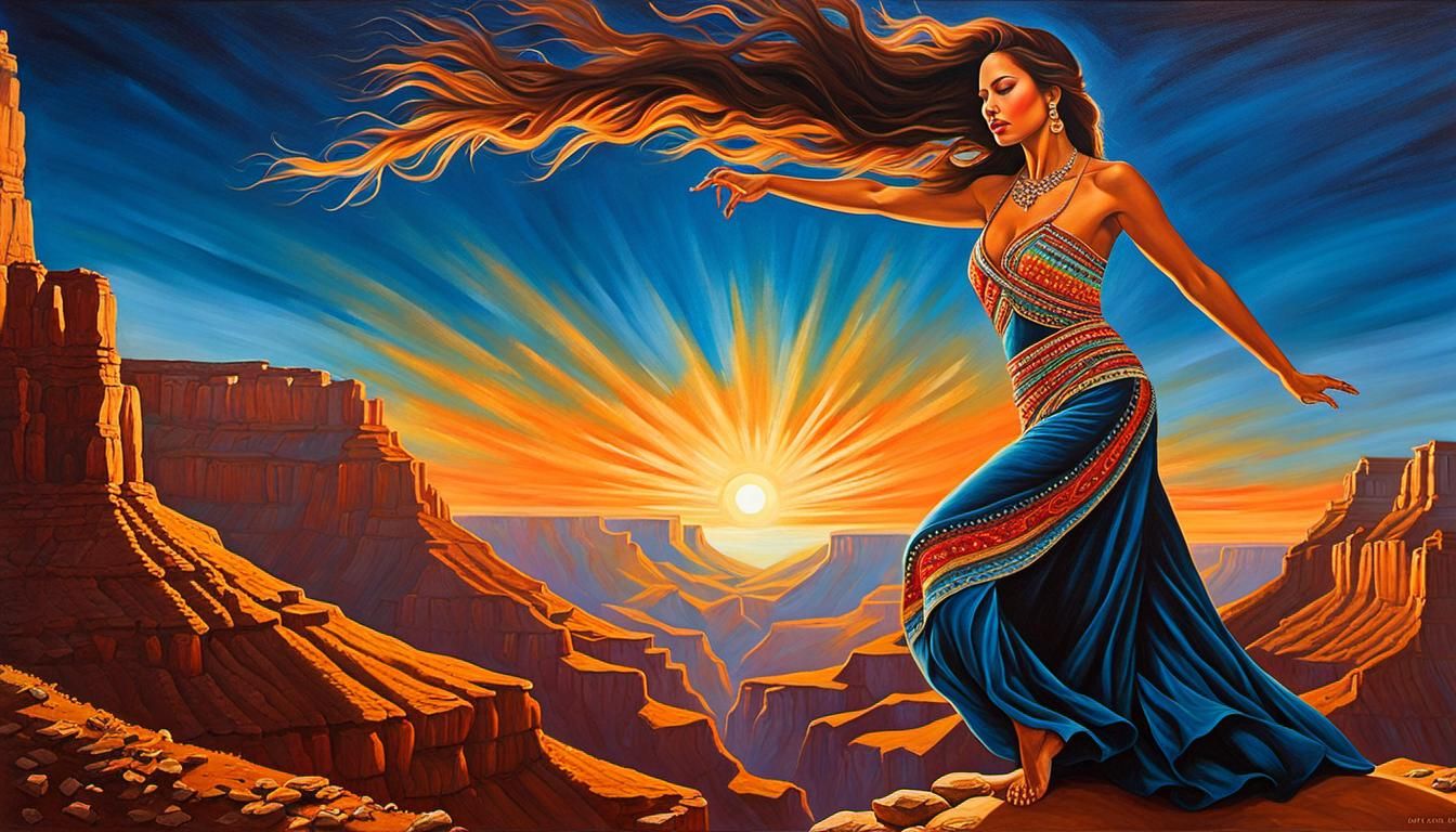 Bandita Dances in Grand Canyon: Oil Painting