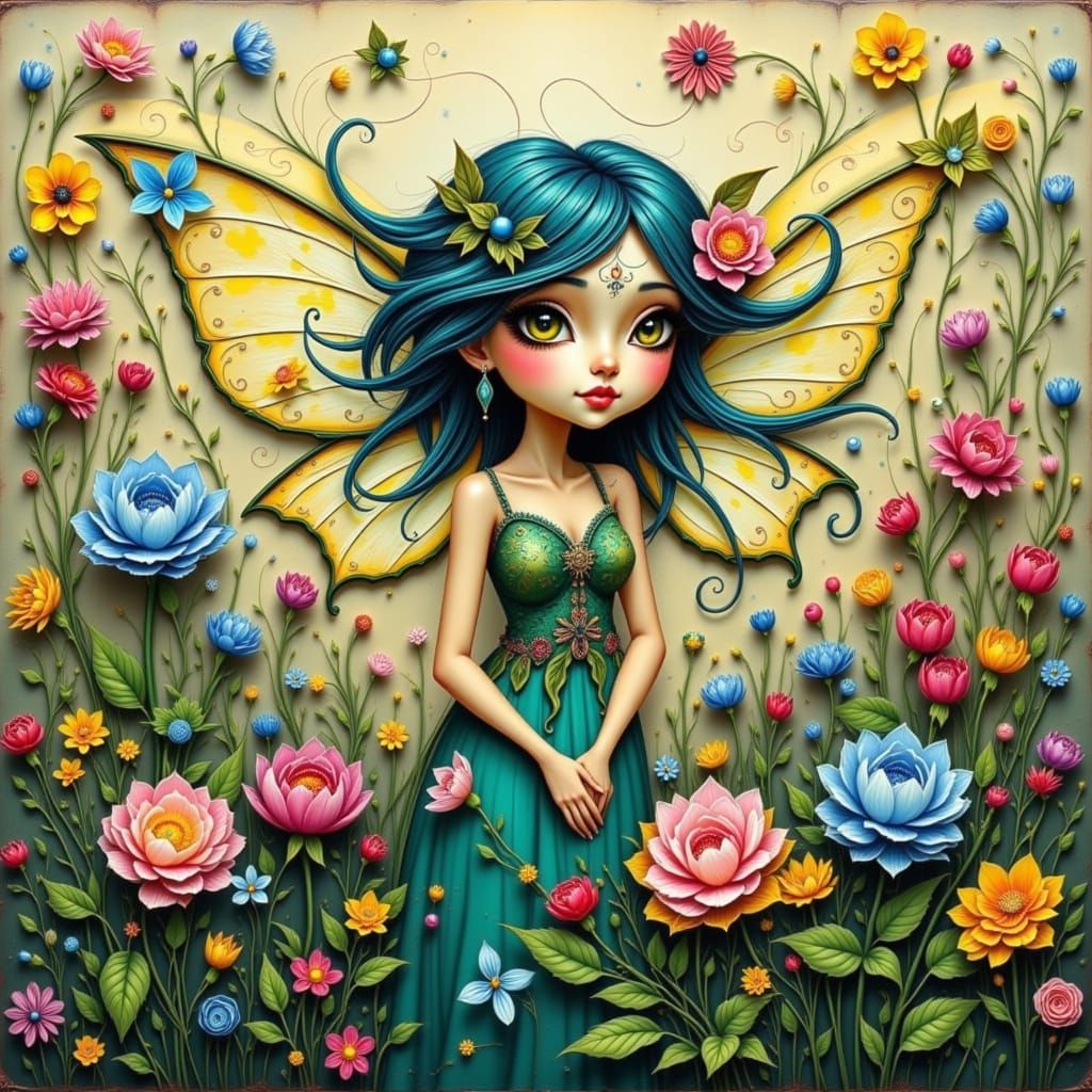 Whimsical Fairy in Impasto Style