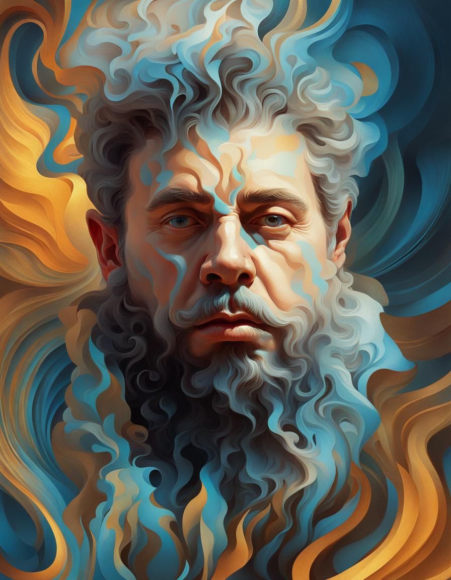 Surreal Portrait with Intense Gaze in Digital Art Style