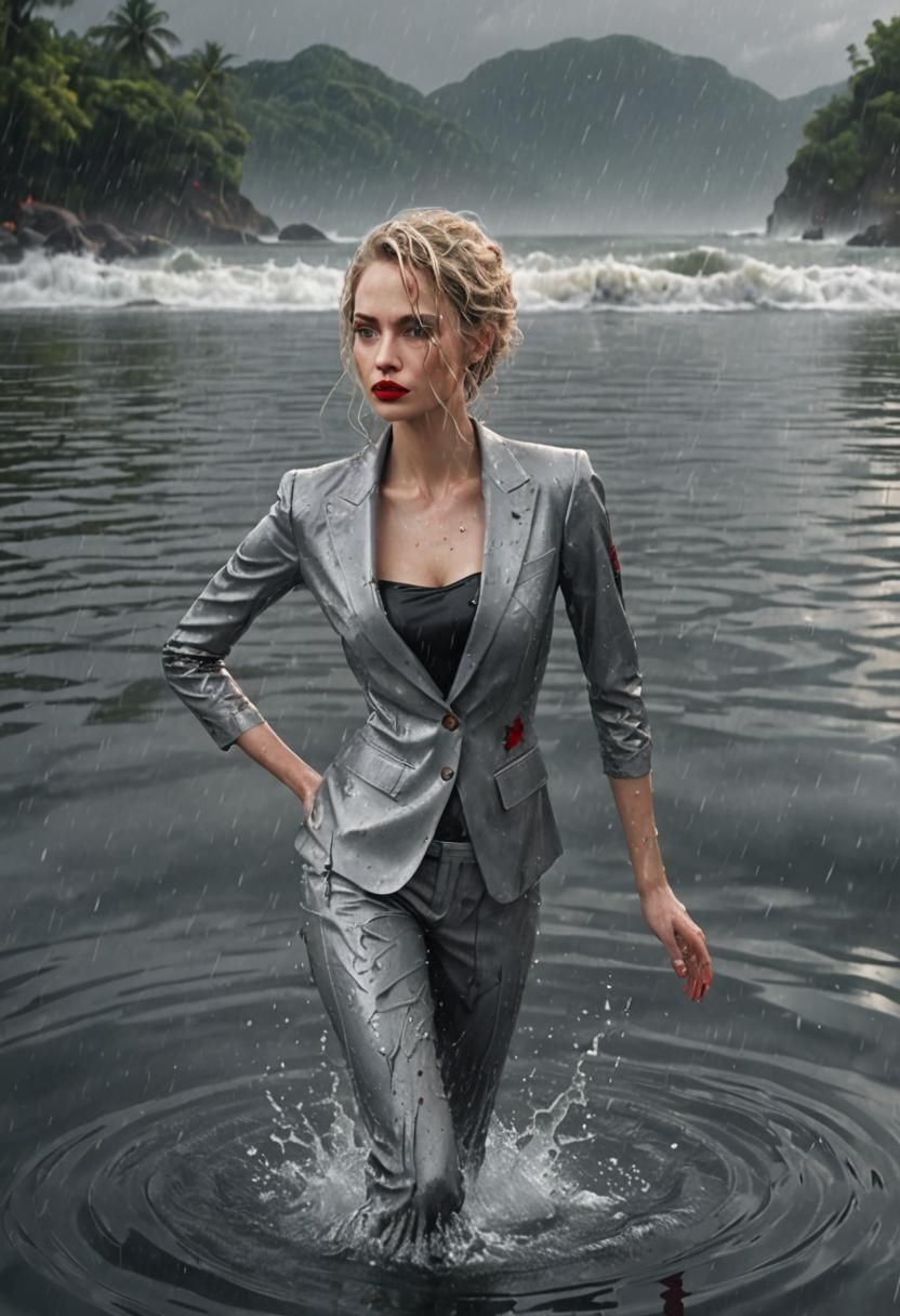 Glamorous Woman in Wet Suit, Photorealistic