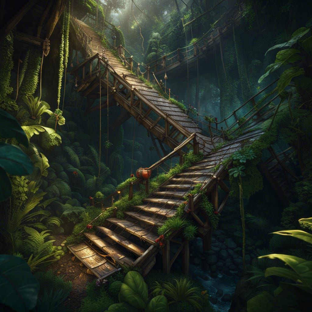 Hyperrealistic Jungle Chutes and Ladders Game Art