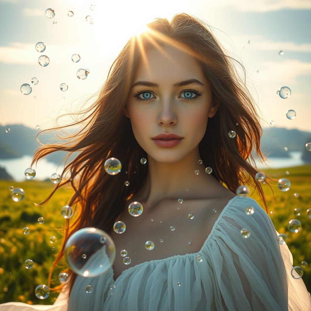 Captivating Woman with Sparkling Eyes in Hyperrealism