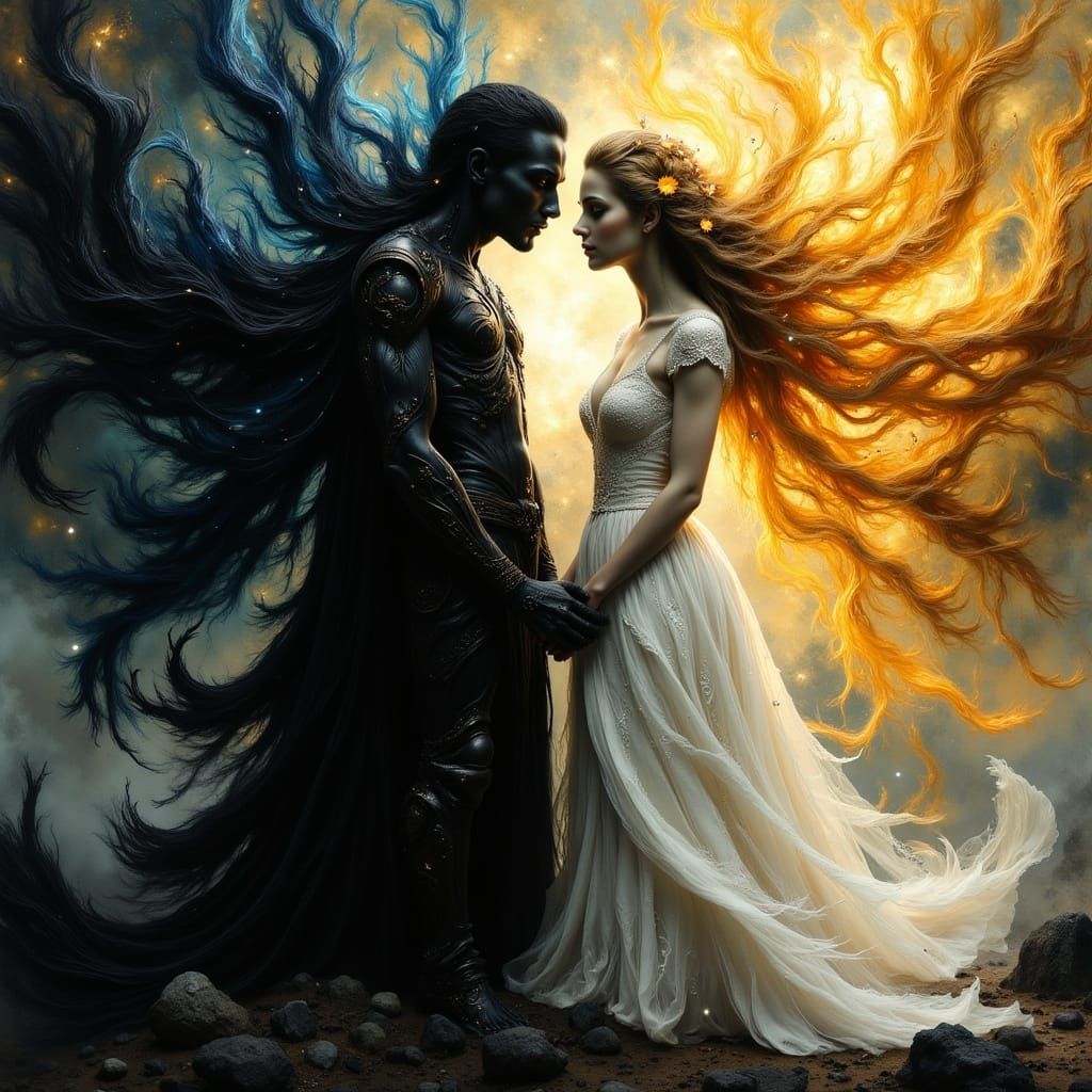 Ethereal Dark Lord Marries Radiant Queen in Fantastical, 8K-...