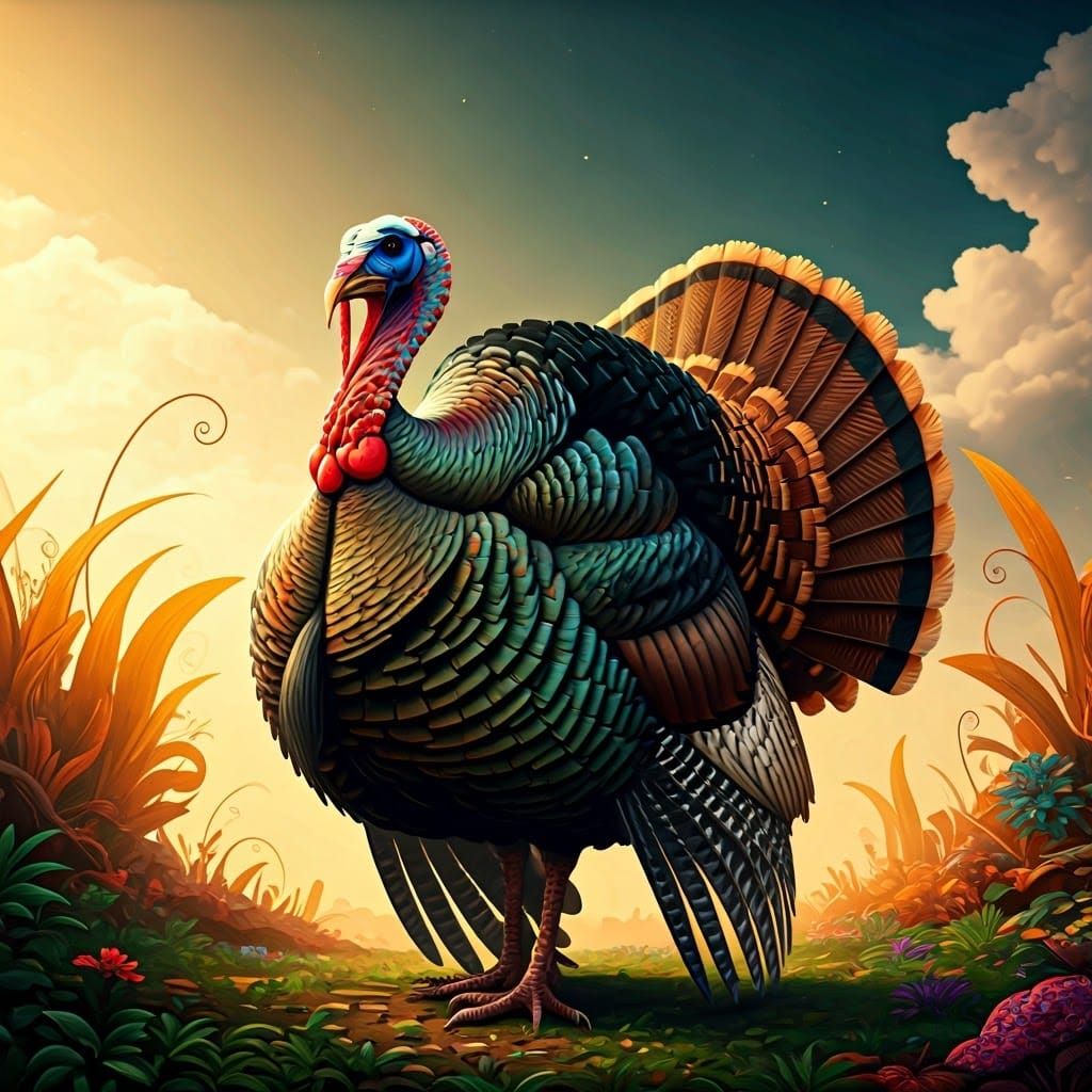 Majestic Turkey in Whimsical Forest, Unreal Engine 5