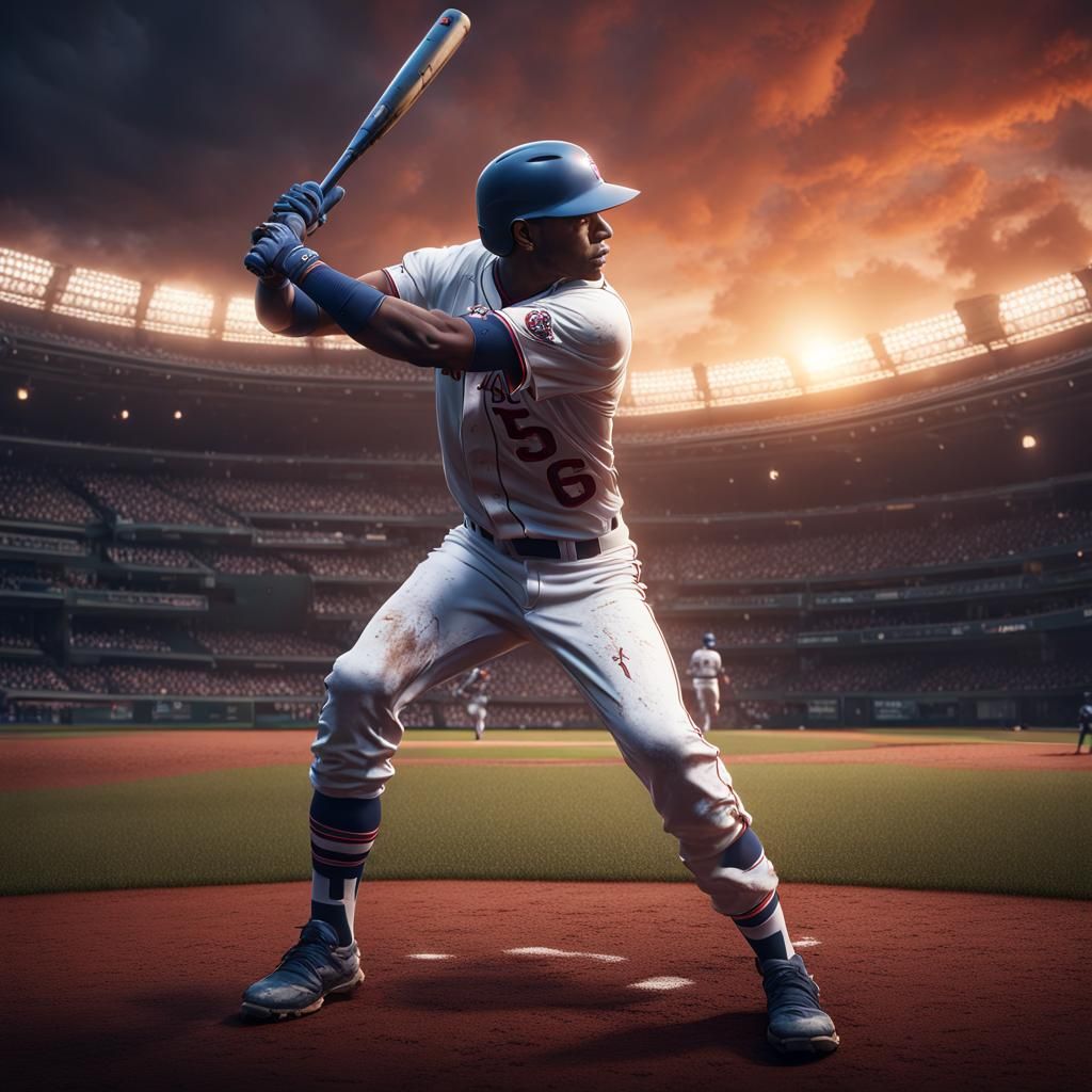 Baseball Player in Detailed Matte Painting