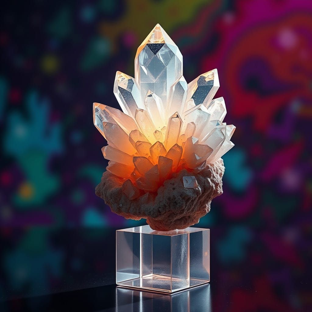 Crystal Sculpture in Vibrant Light