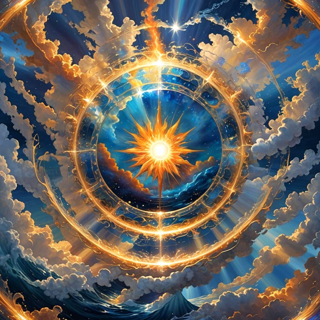 Interdimensional Energy Circle Over Deep Blue Water