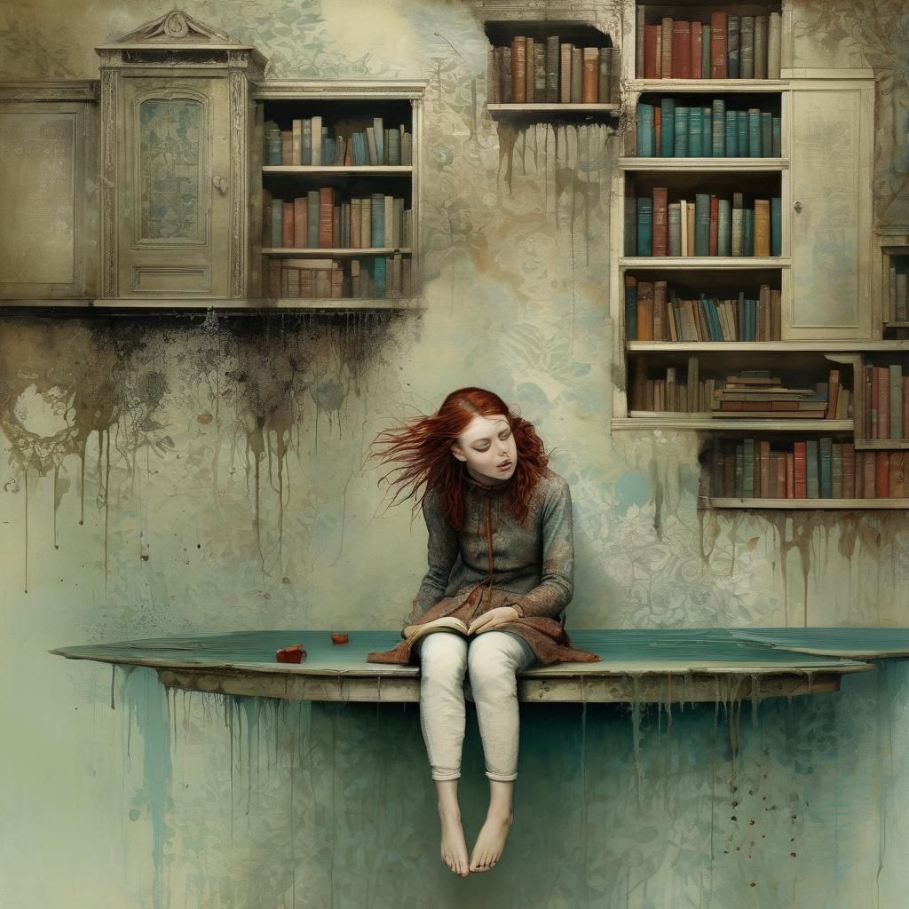 Bloody Drowned Figure Reads Aloud in Haunting Library Scene