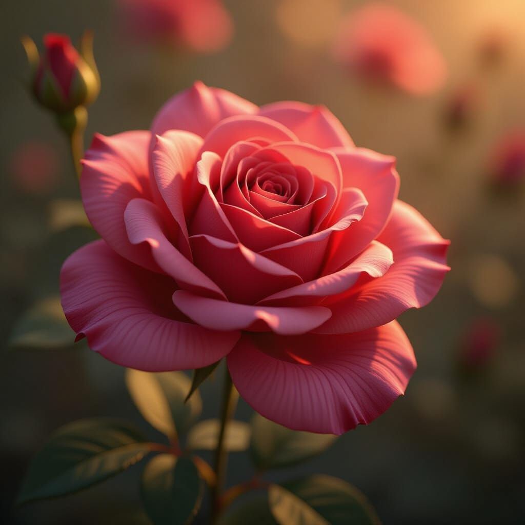 Glowing Red Rose in Elegant 3D Detail