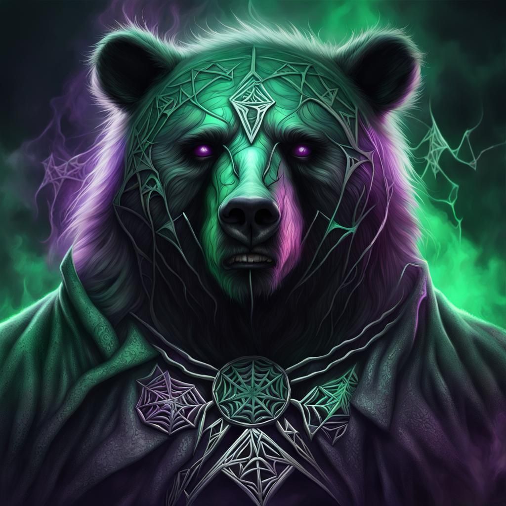 Cursed Slavic Bear Portrait in Surrealist Style