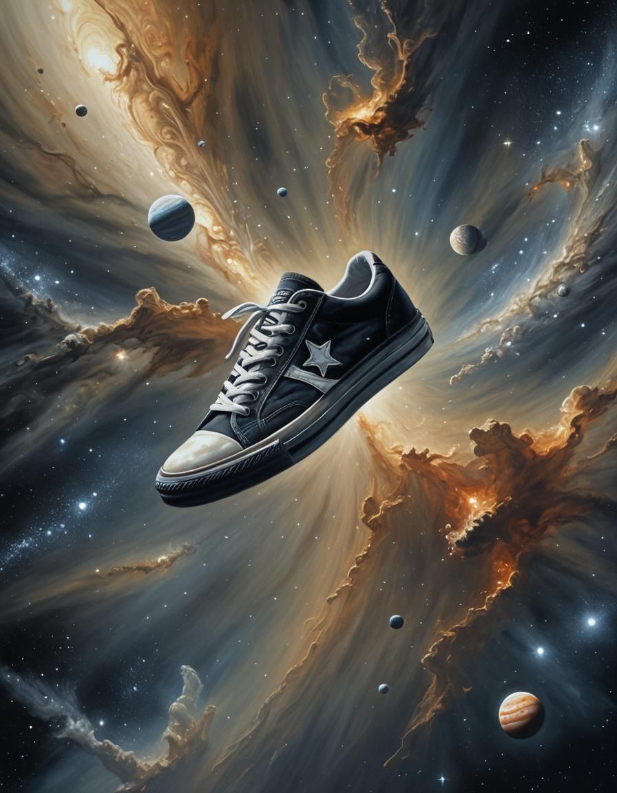 Hyperrealistic Sneaker Soars Through Space in HD