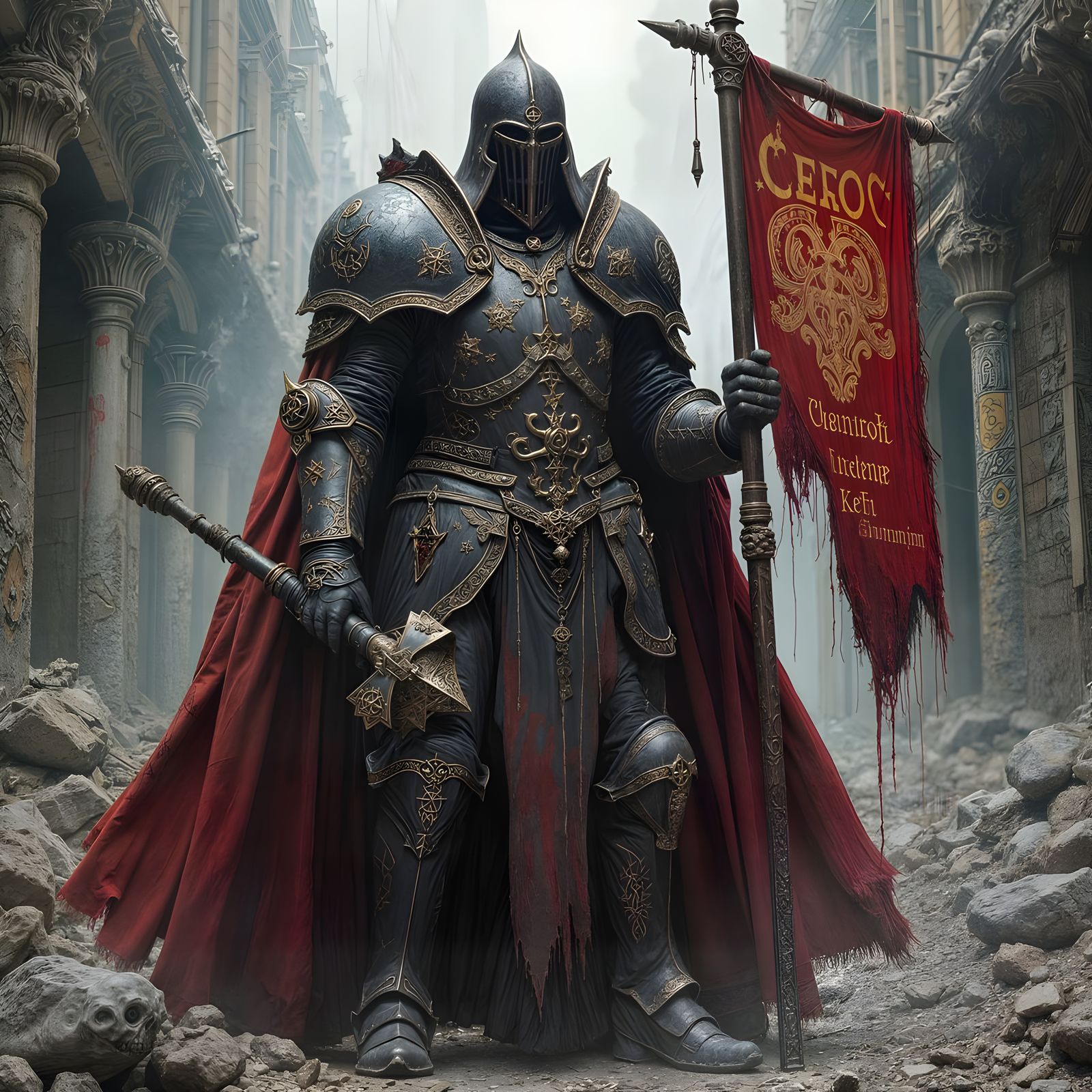 War Bishop in Dark Baroque Gothic Style