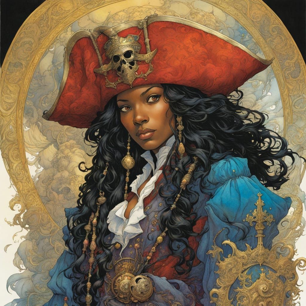 Pirate Queen in Vibrant Watercolour