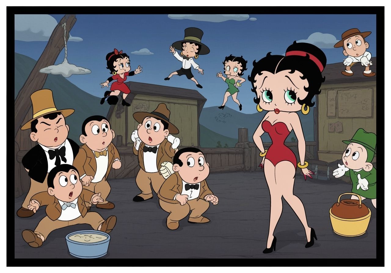 Vibrant Cartoon Characters in 1930s Animation Style