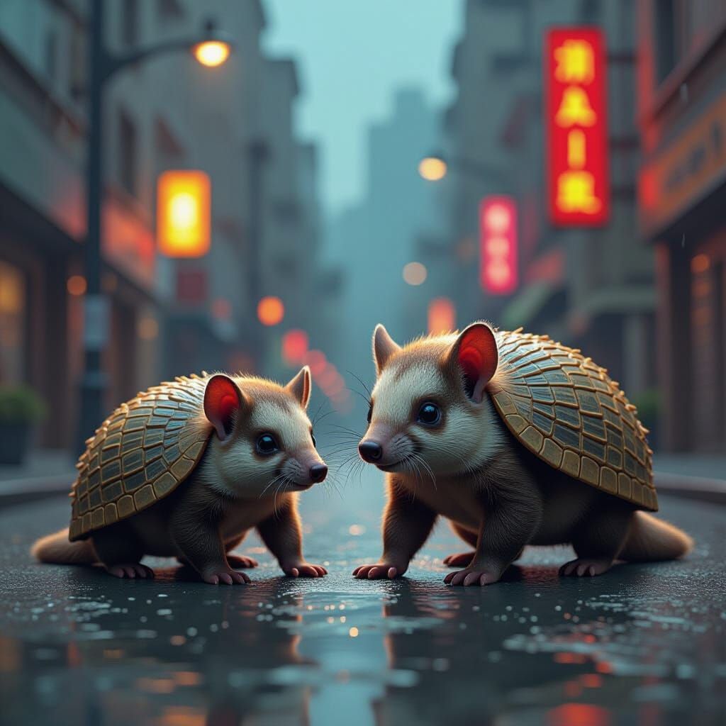 Aardvark and Armadillo in Upside-Down Space Bar