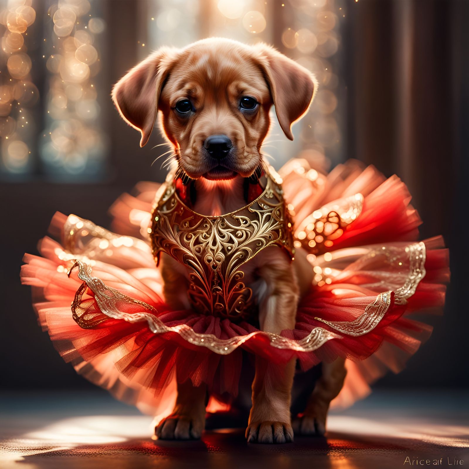 Red Lab Puppy in a Tutu