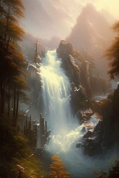 Epic Waterfall in Hyper-Realistic Style