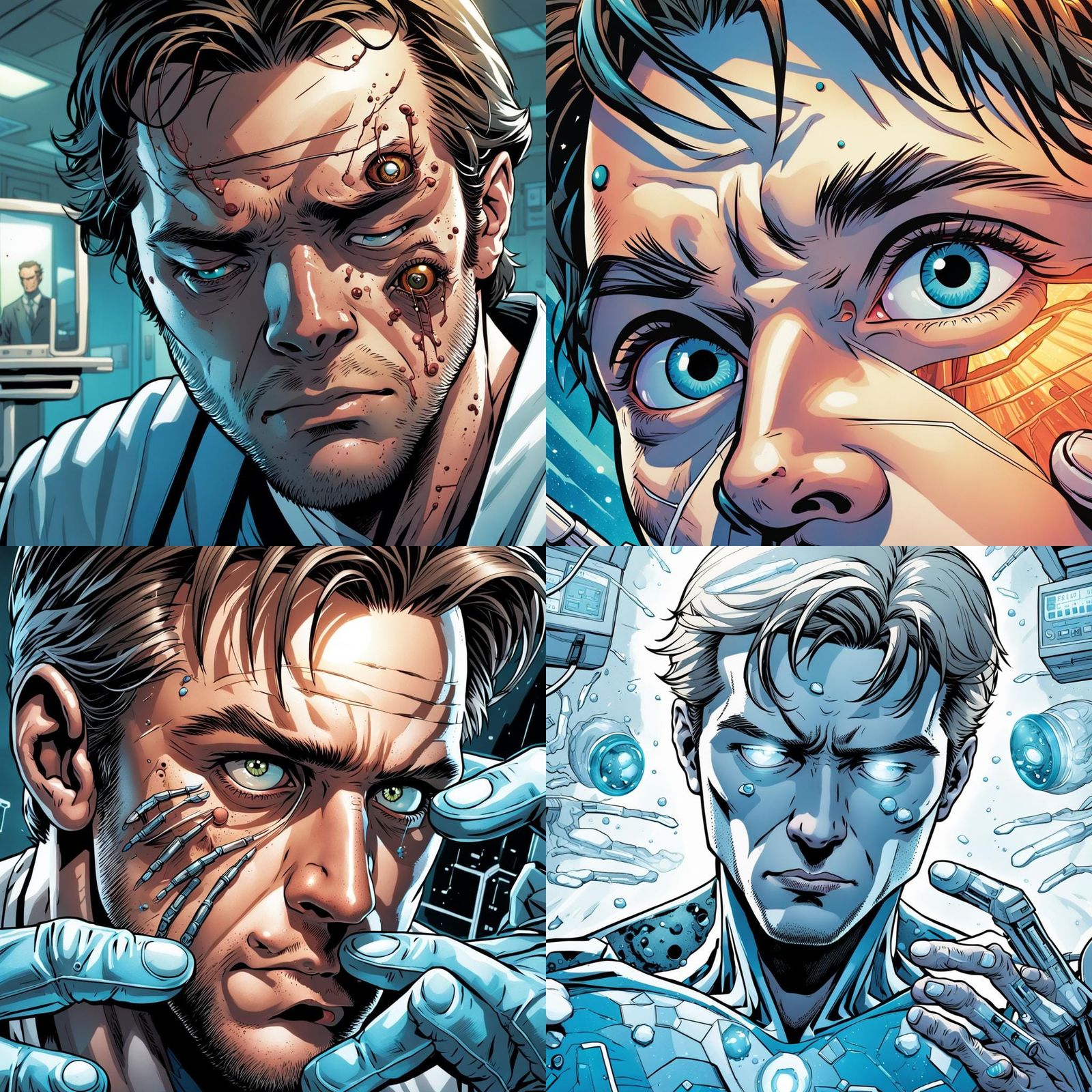 Man Awakens in Hospital: Comic Book Art