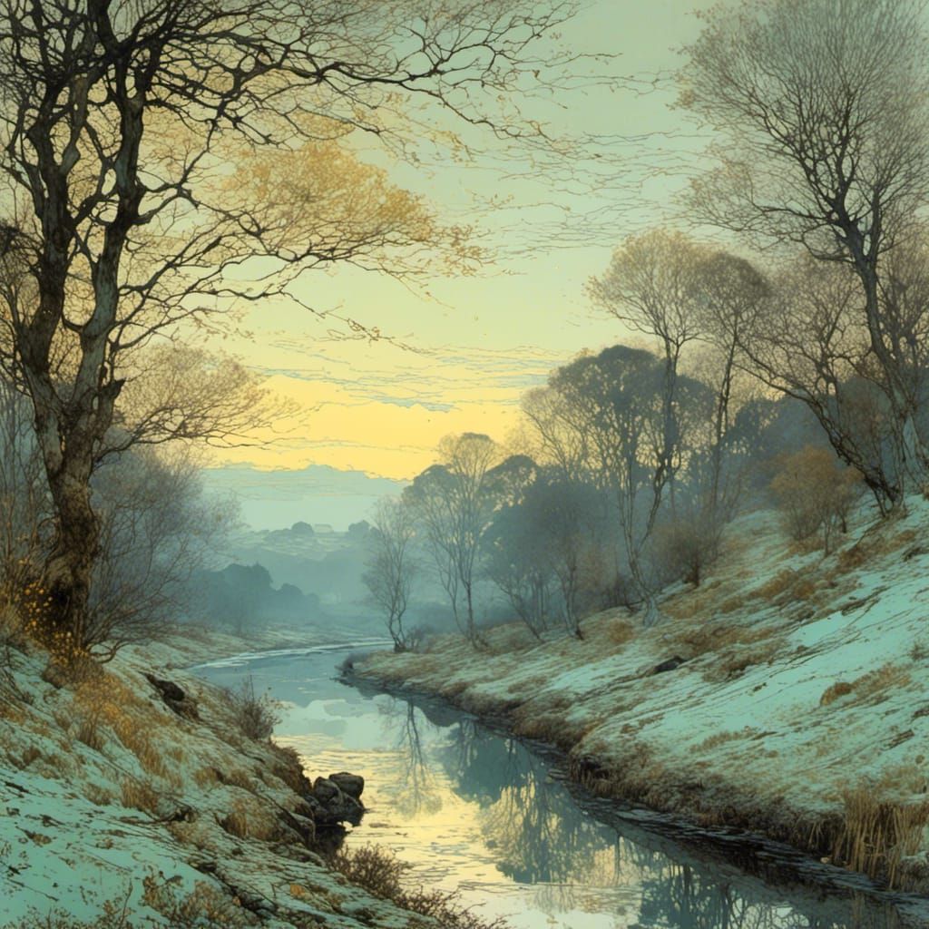 Luminous River Valley in Tonalist Style