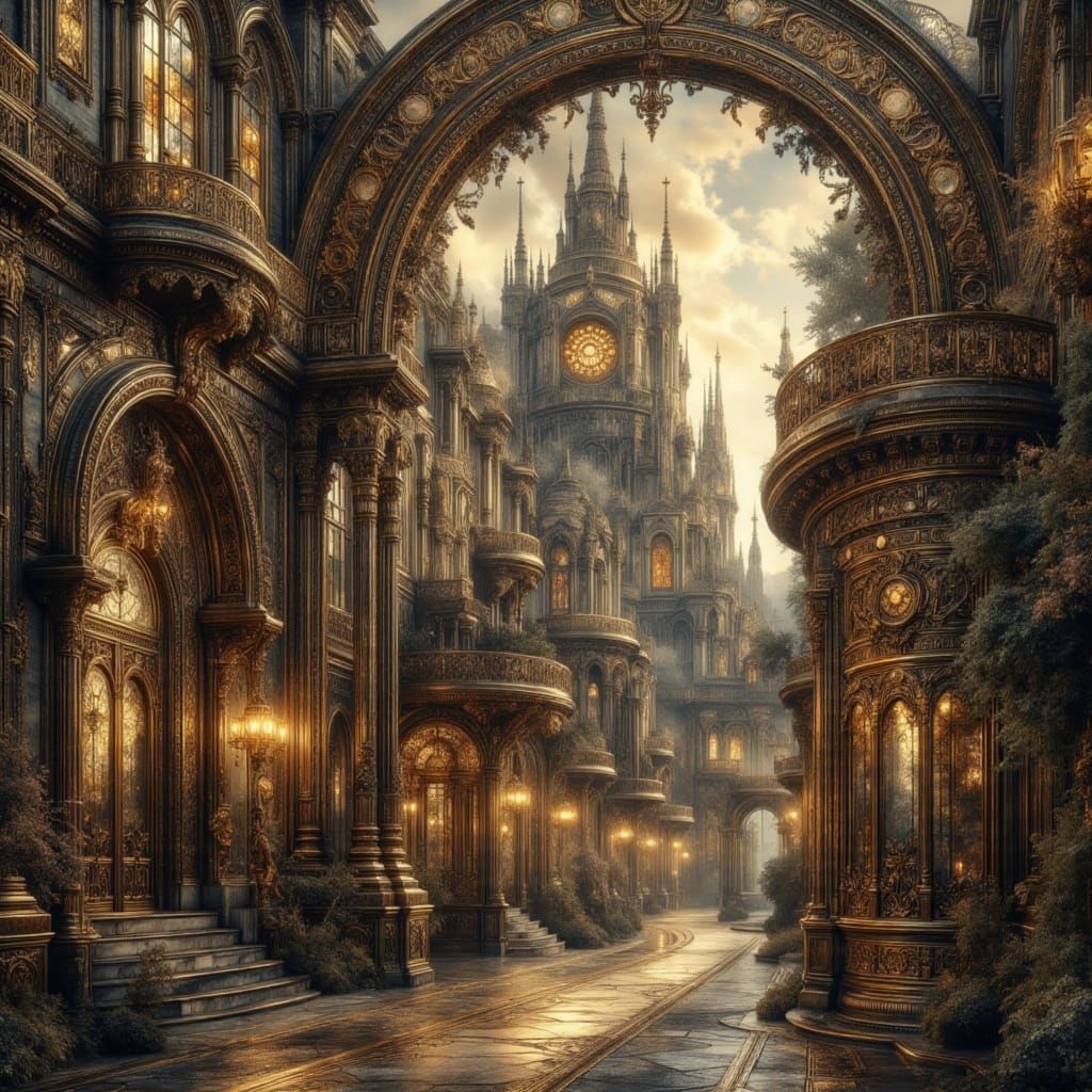 Majestic Gothic Cathedral in Opulent Digital Painting