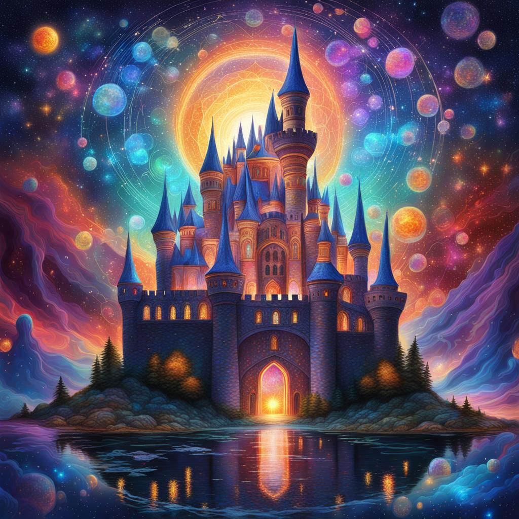 Astral Castle in Holographic Cosmic Illustration