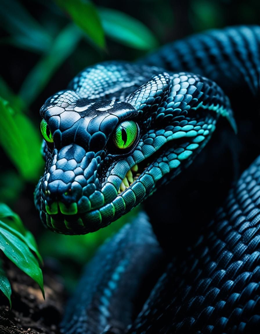 Menacing Cobra Portrait in Iridescent Colors