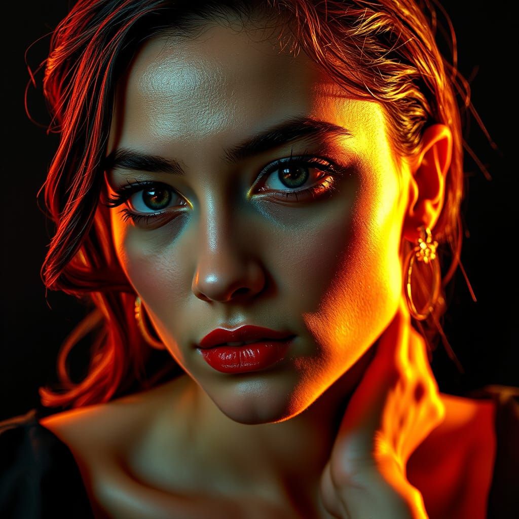 Stunning Young Woman in Gothic Manga Style