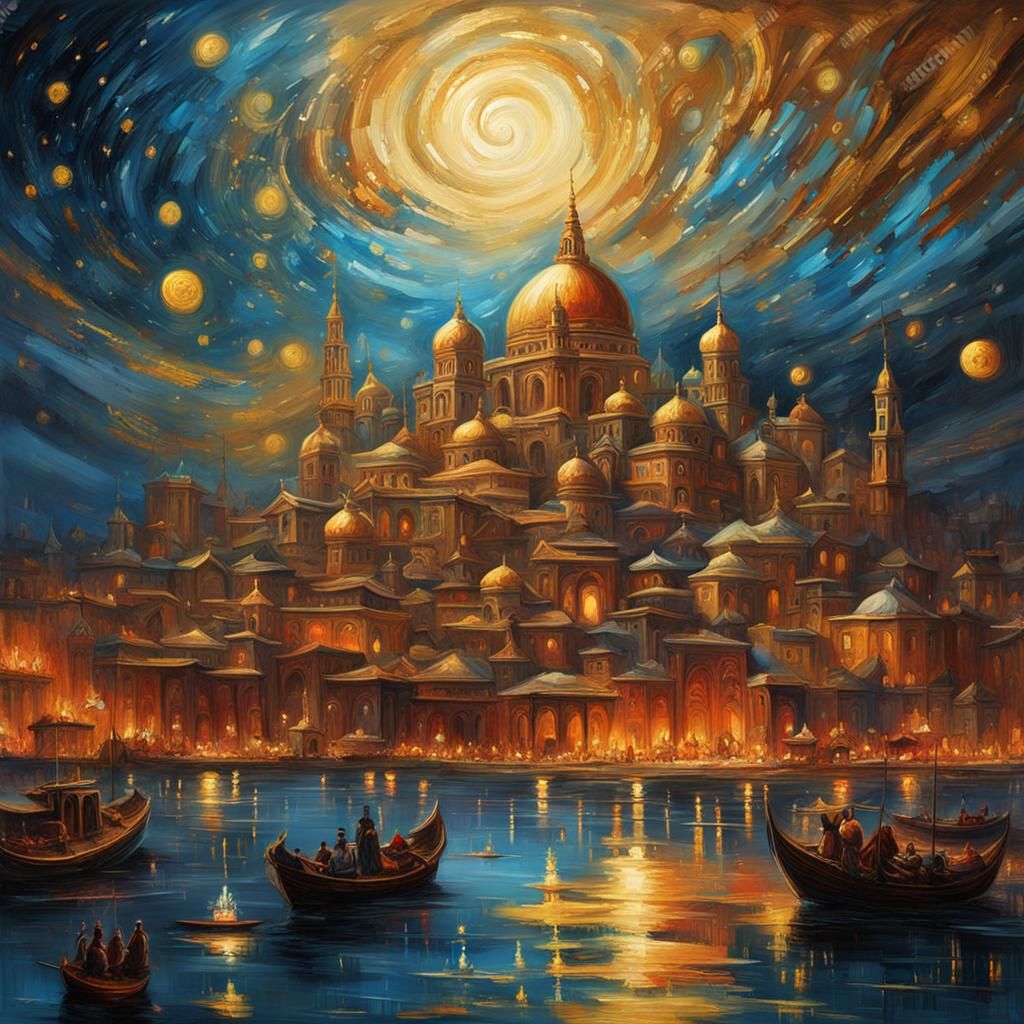 Baghdad Golden Age: Abstract Oil Painting