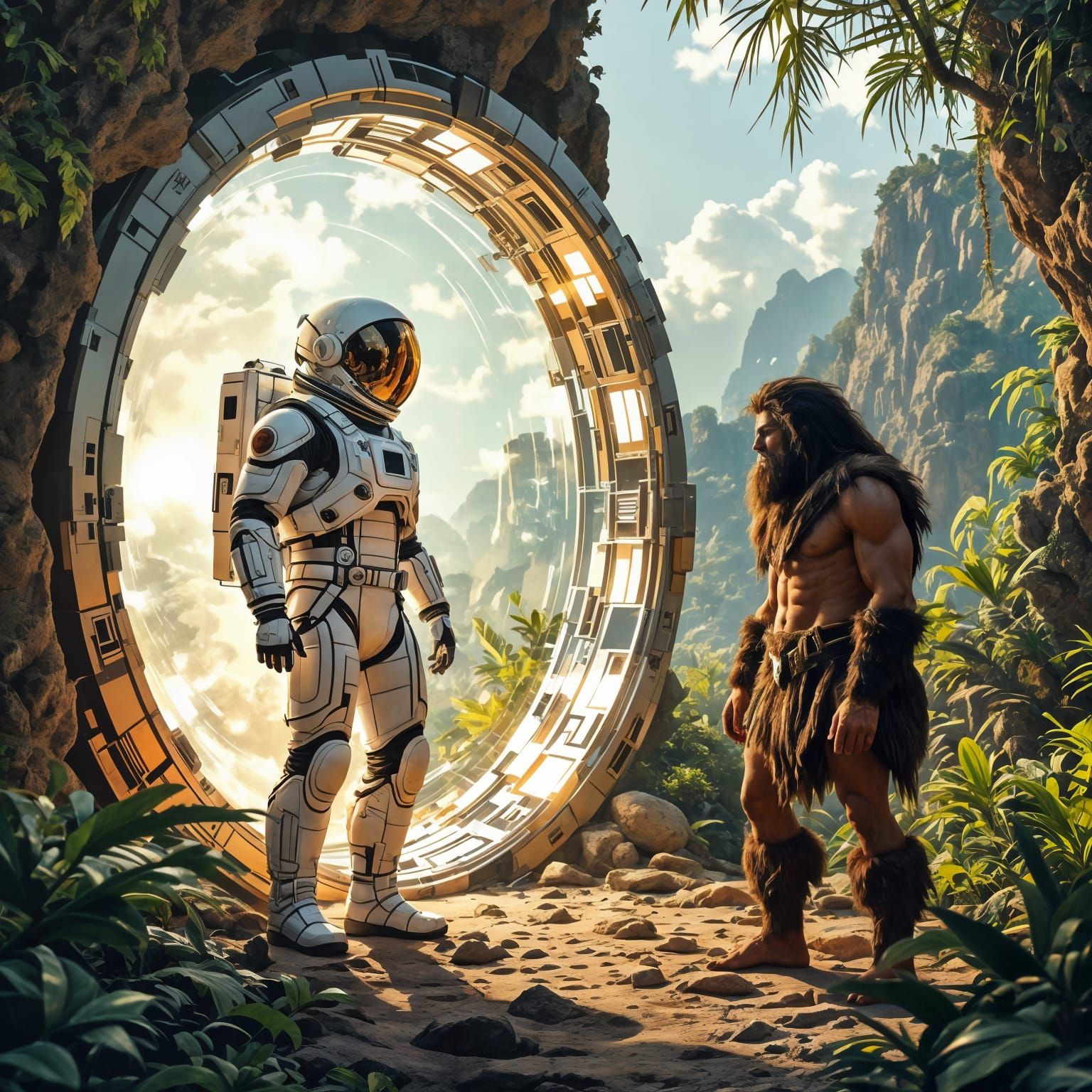 Astronaut Meets Caveman in Stunning High Contrast Time Trave...