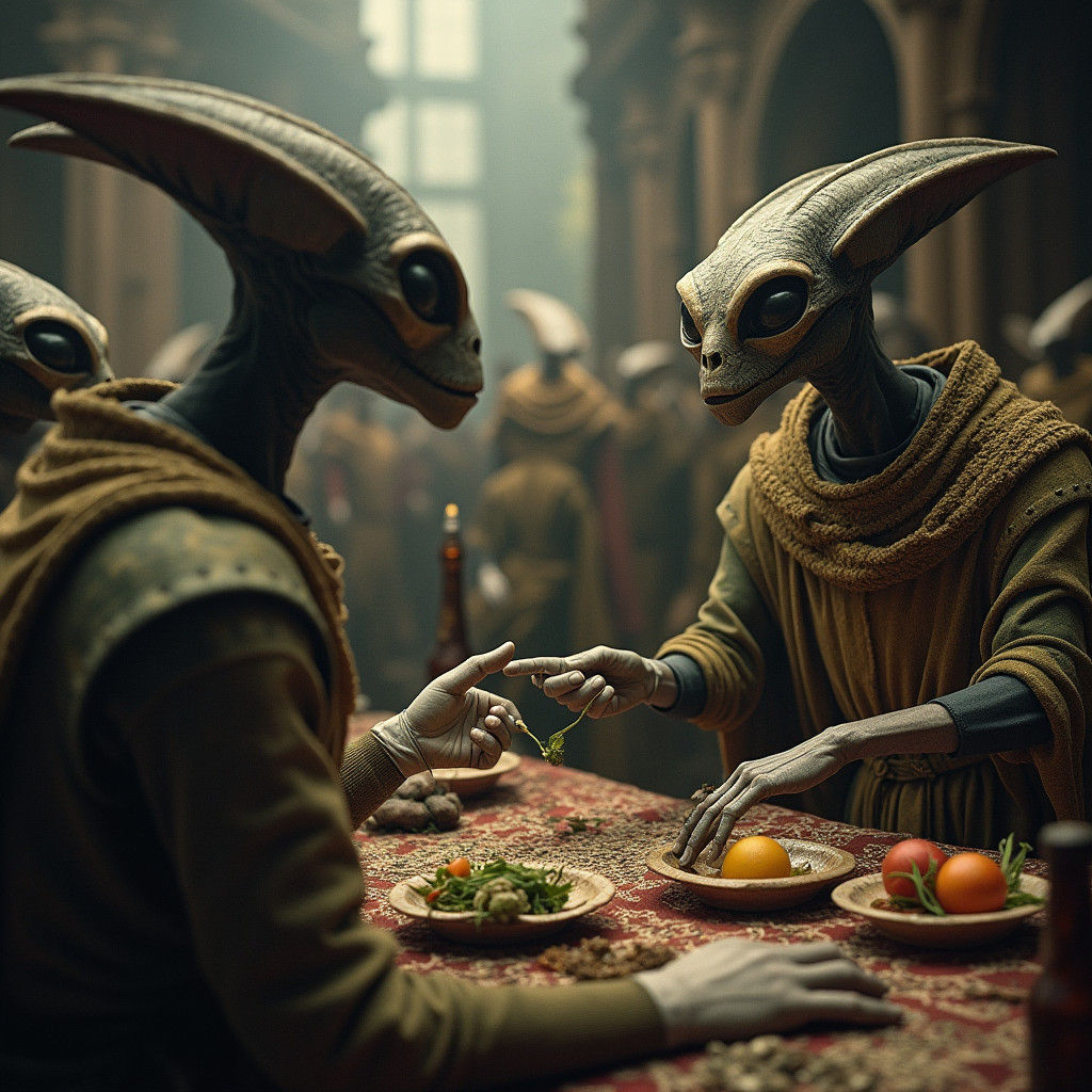 Medieval Alien Visitation Inspired by Bosch