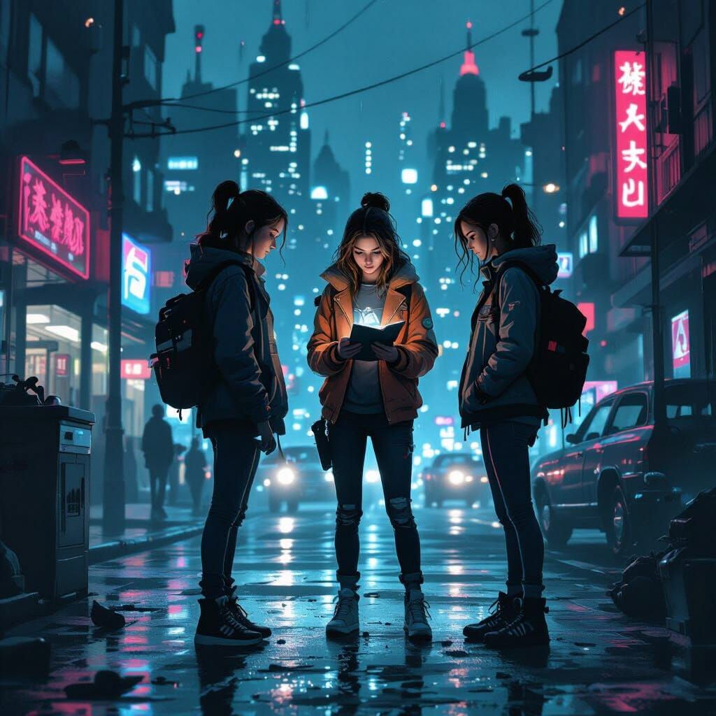 Teenage Detectives in a Film Noir Cityscape