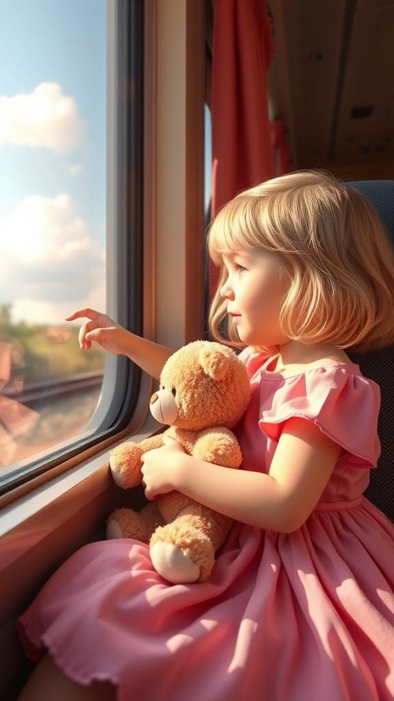 Children on Train in Pixar-Inspired 3D Art