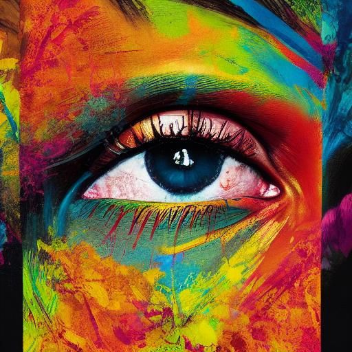 Dual Portrait: Young and Old in Hyperrealistic Splash Art