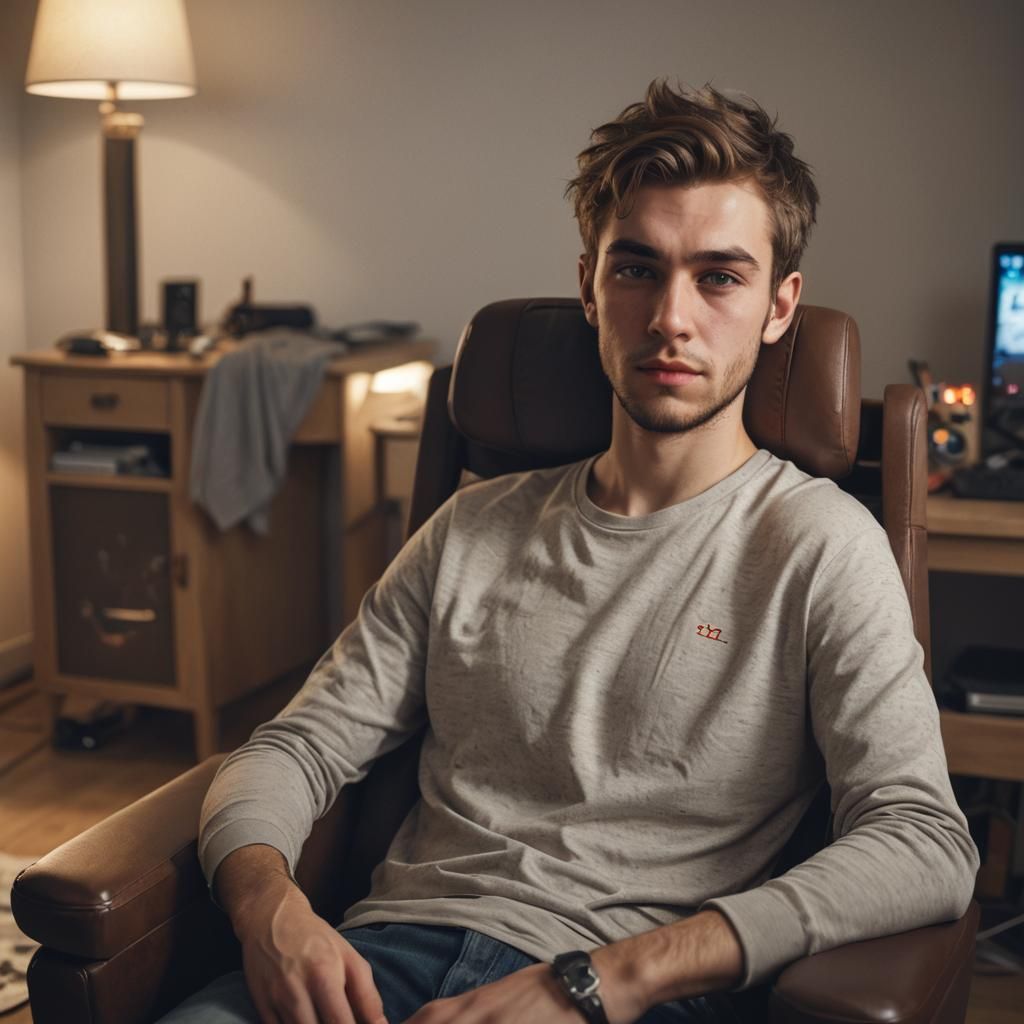 Hyperrealistic Portrait of Young British Gamer