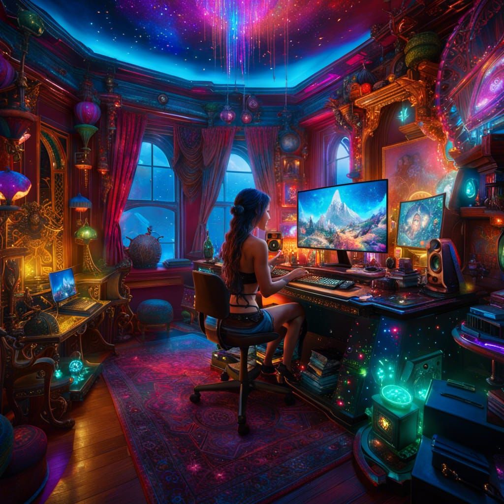 Dreamy Gaming PC Setup in Fantasycore Style
