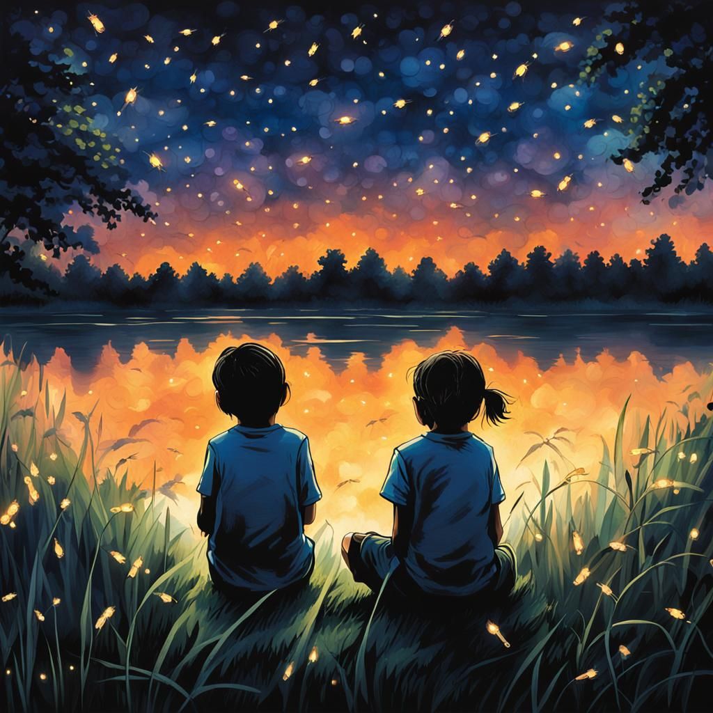 Firefly Lake: A Matte Painting of Wonder