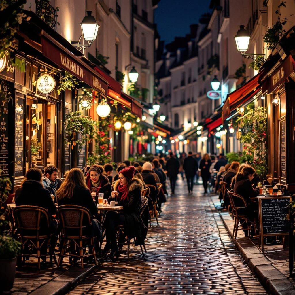 Nightlife in Montmartre: Cozy Parisian Street Scene