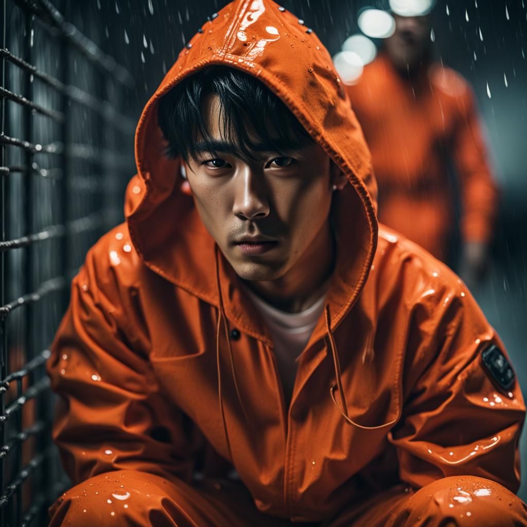 Inmate in Orange Jumpsuit: Dark Aesthetic Fantasy Art