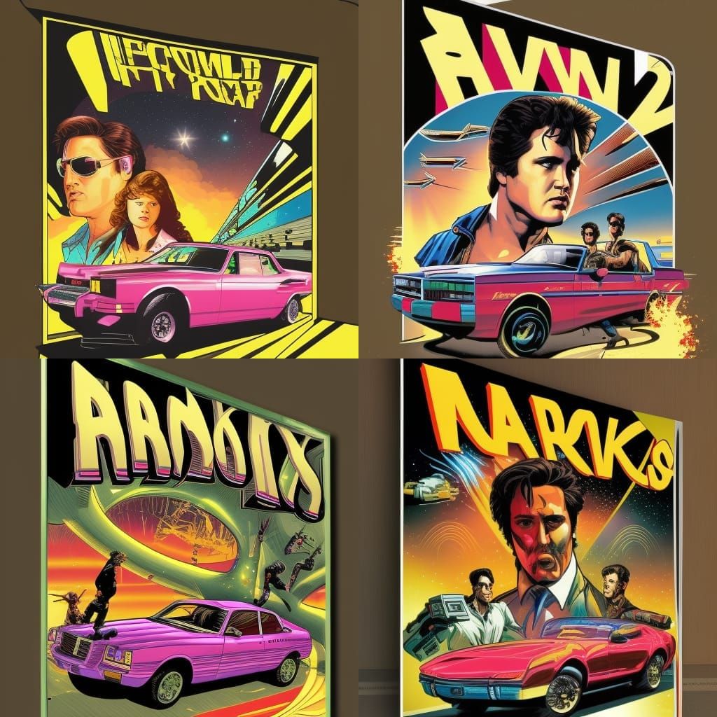 Elvis as 80s Action Hero in Comic Book Art