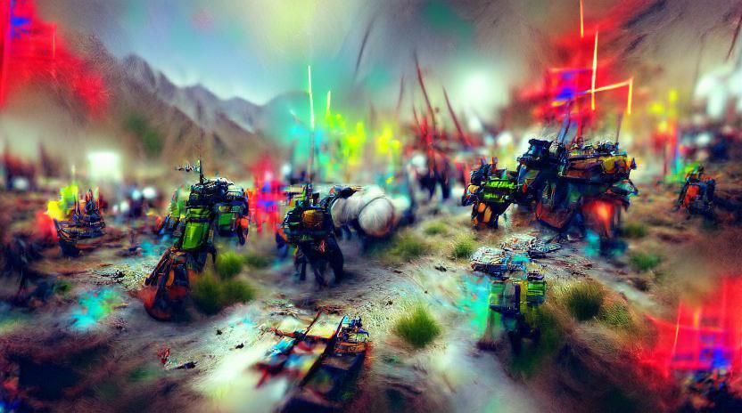 Futuristic Afghan War Space Battle with Mechs
