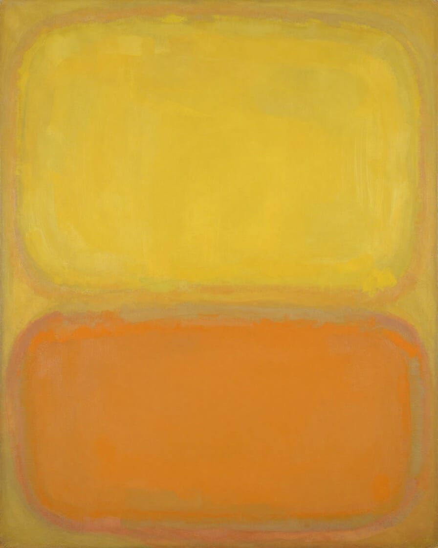 Vibrant Yellow and Orange Abstract Painting Evoking Warmth