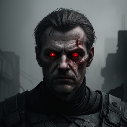 Dystopian Leader in Ruined City, Matte Painting