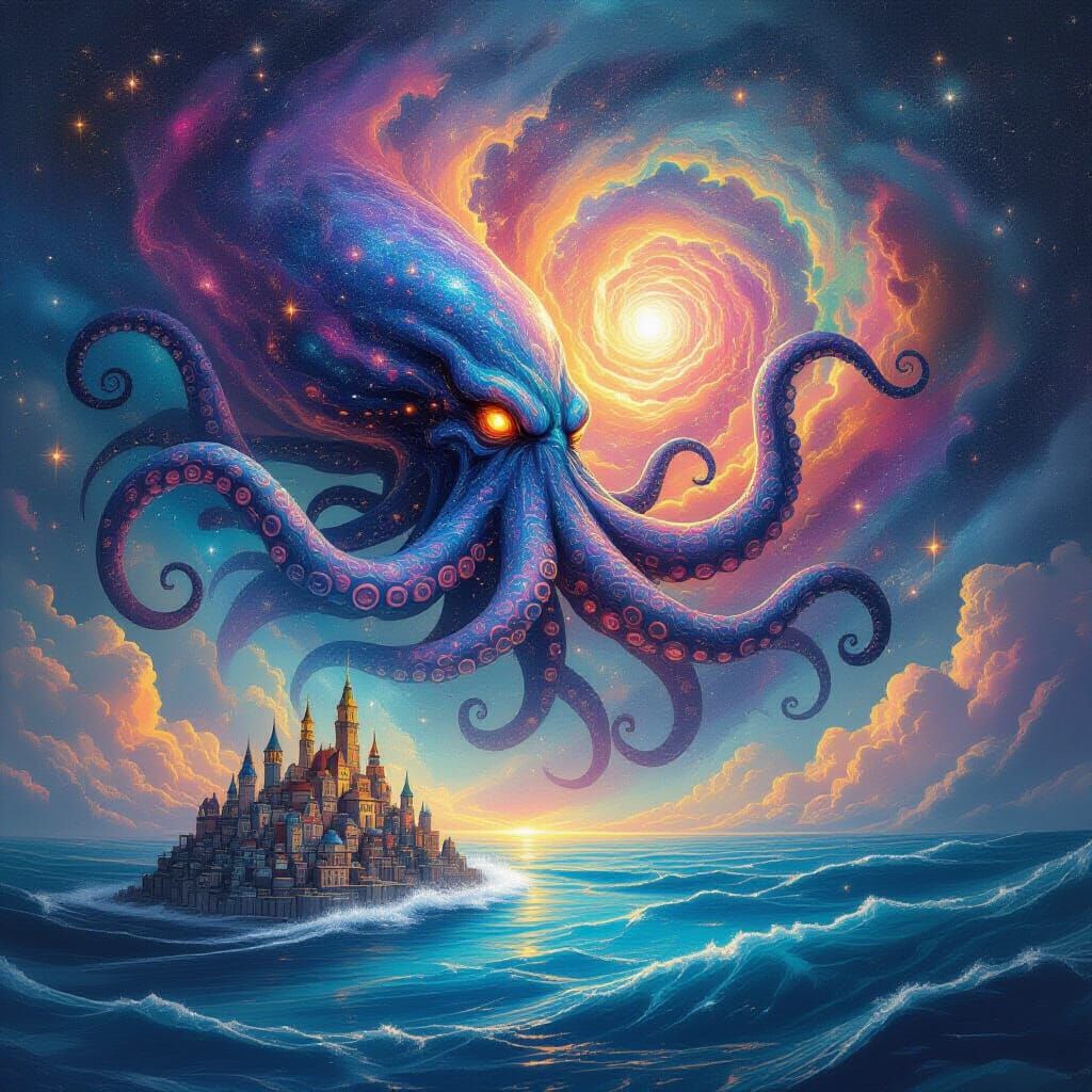 Cosmic Kraken Emerges from Nebula Ocean