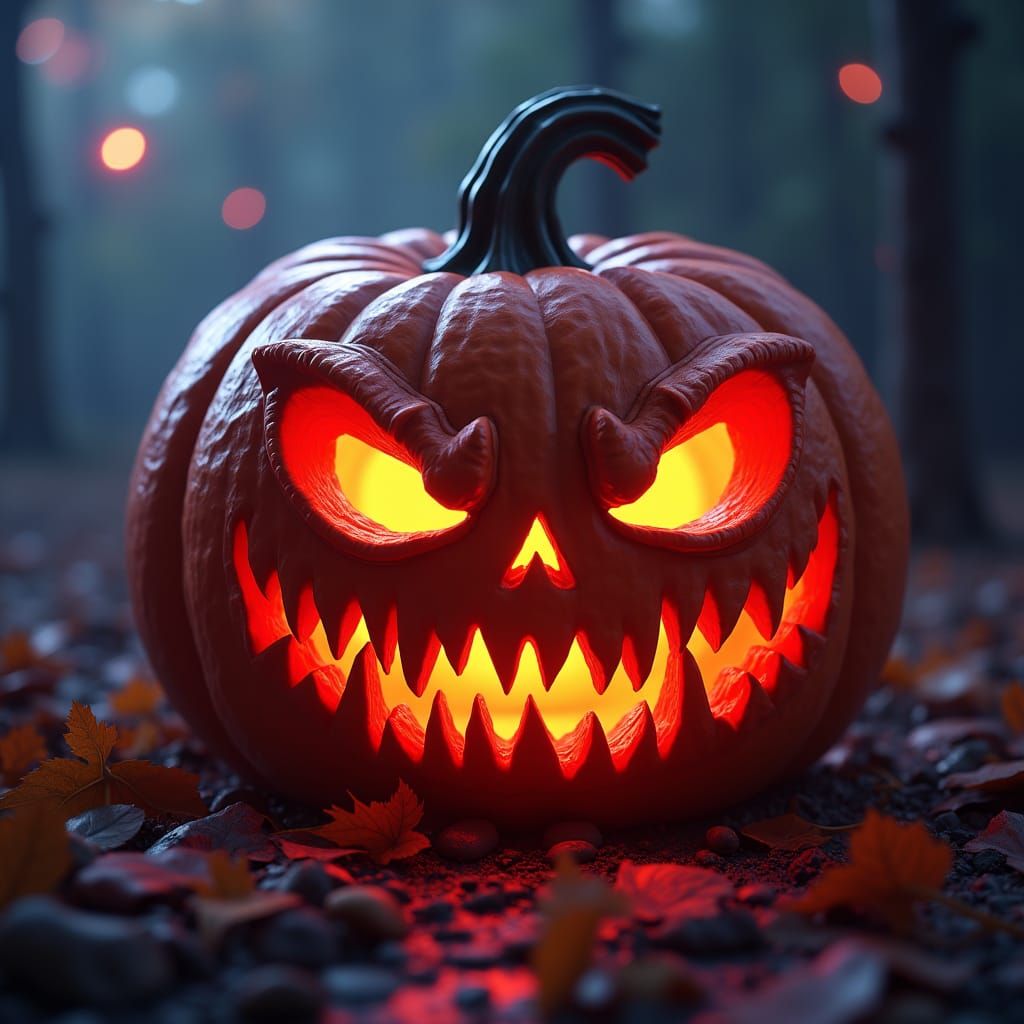 Glowing Vampire Pumpkin with Laser Eyes