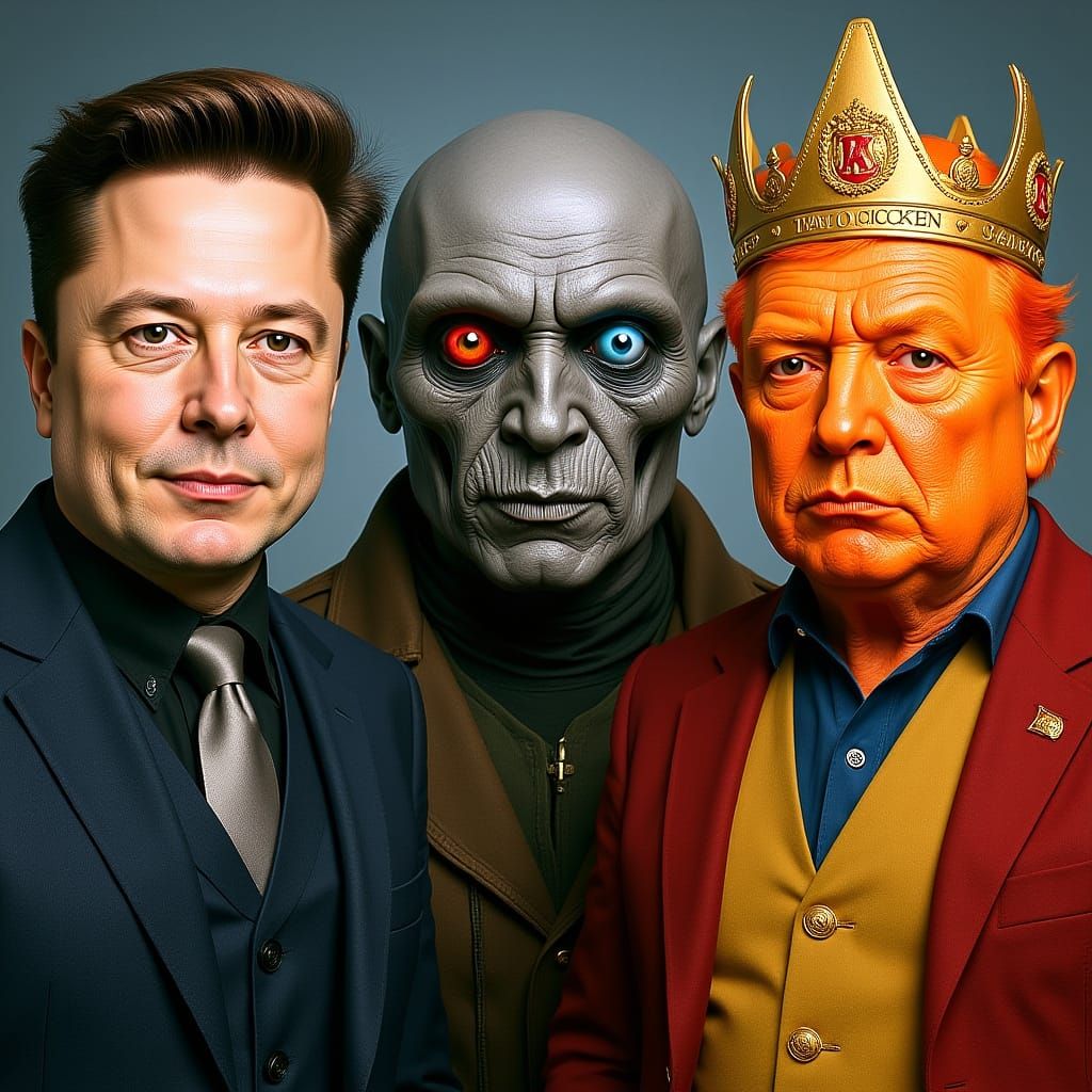 Humorous Caricature of Famous Figures as Eccentric Character...