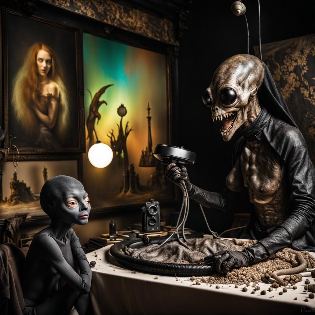 Extravagant Alien Characters in Bizarre Cosmic Dreamscape