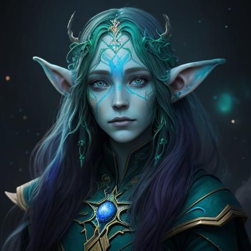 Galactic Elven Enchantress in Dreamlike Auroracore Style