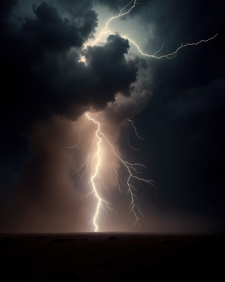 Sinister Desert Dust Storm with Lightning