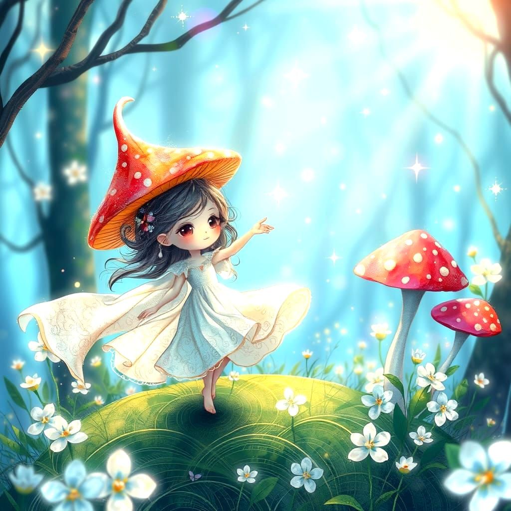 ein Weiblein wirkt im Walde - Moosweiblein - chibi-art