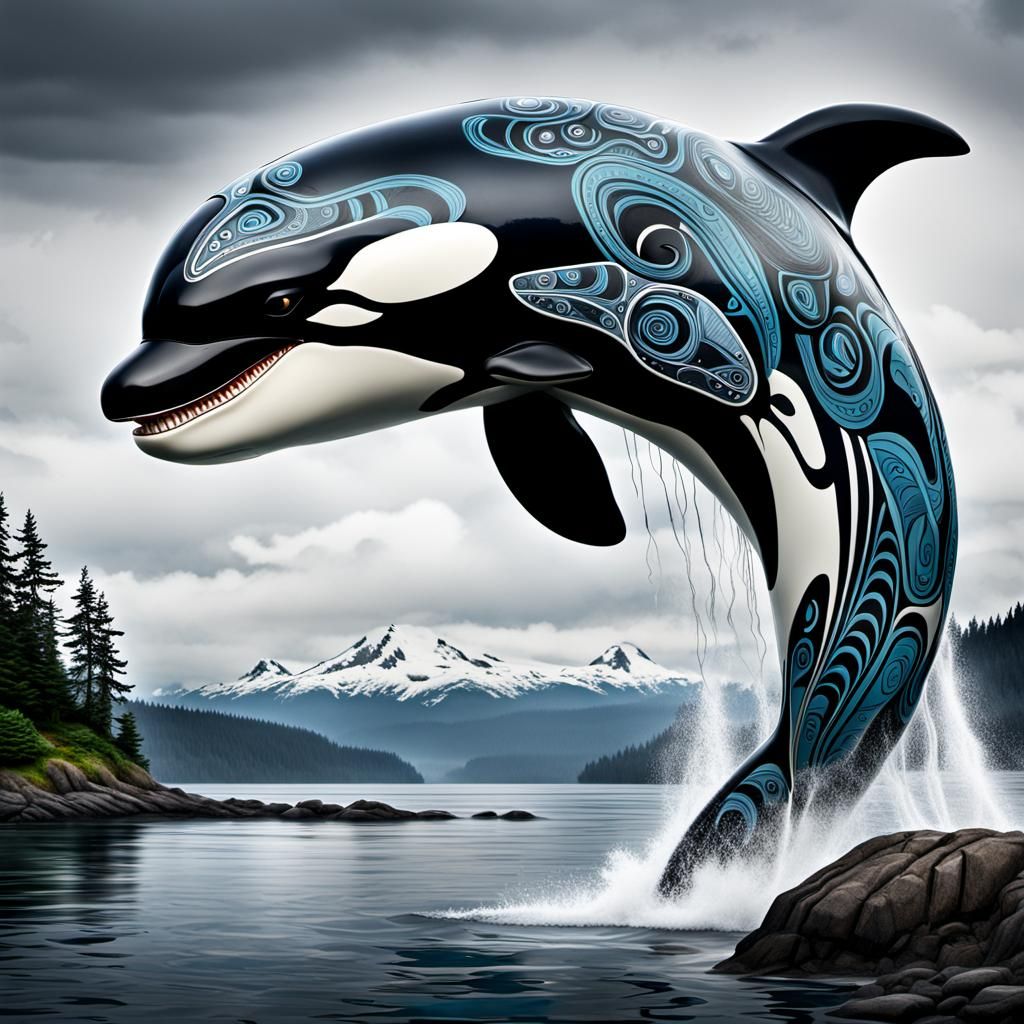 Orca Transforms into Pacific Northwest Indigenous Art